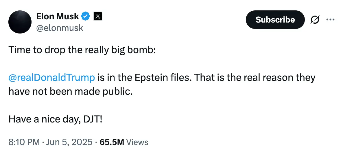 Musk dropped a 'bomb' on Trump (Twitter/@elonmusk)