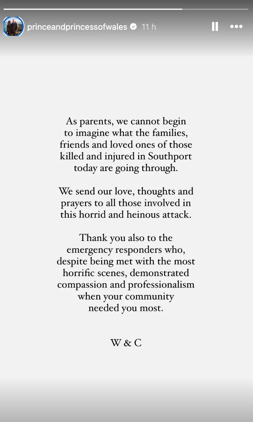 Prince William and Princess Kate have released a statement (Instagram/@princeandprincessofwales)
