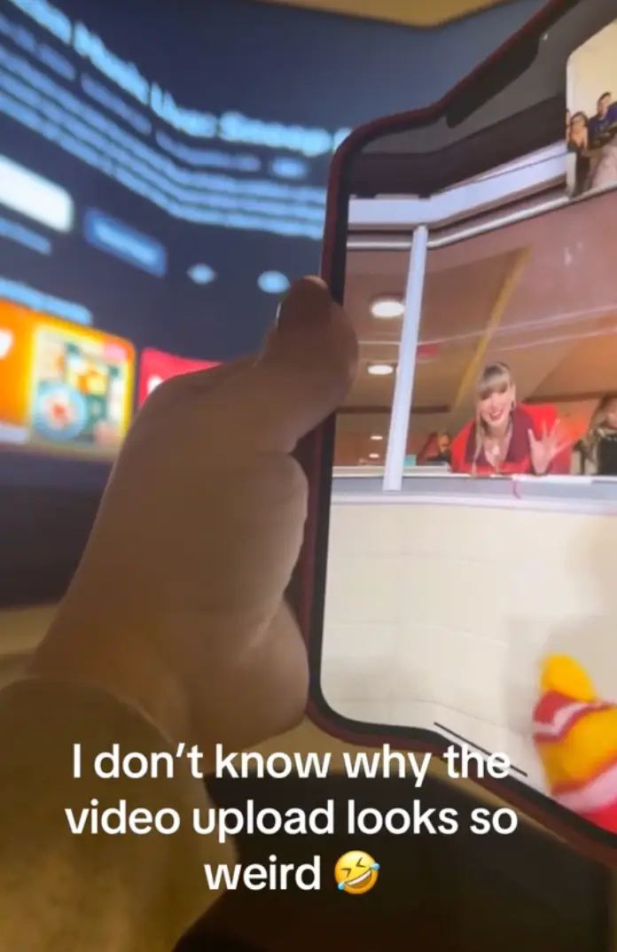 Suzie could be seen FaceTiming her husband with Swift in the background (TikTok/@suziedrew)