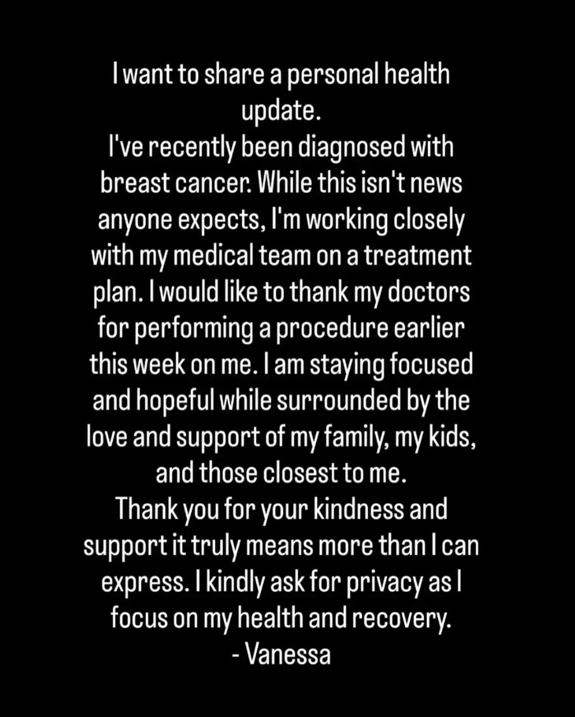 Vanessa broke the news on social media (Instagram/@officialvanessatrump)