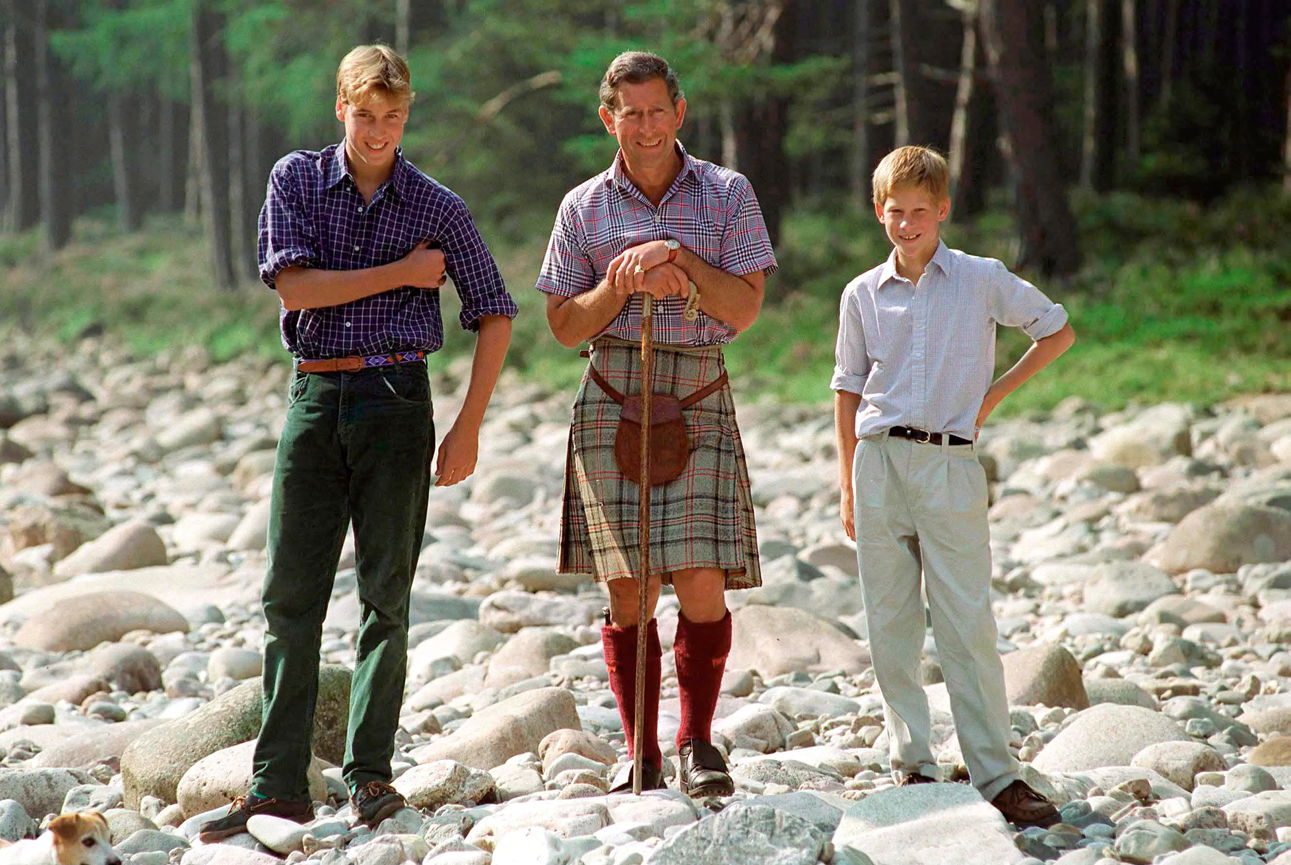 Prince Harry with his father and brother at Balmoral in 1997 (Tim Graham Photo Library via Getty Images)