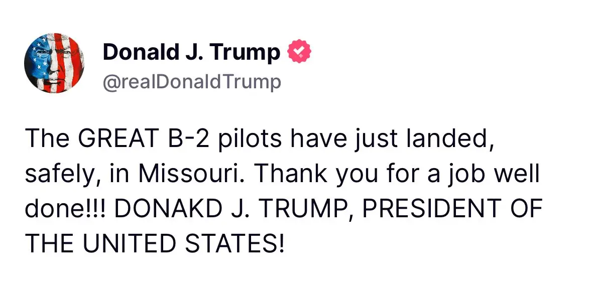 The 79-year-old Republican misspelt his own name in a recent Truth Social post (Truth Social/@realDonaldTrump)