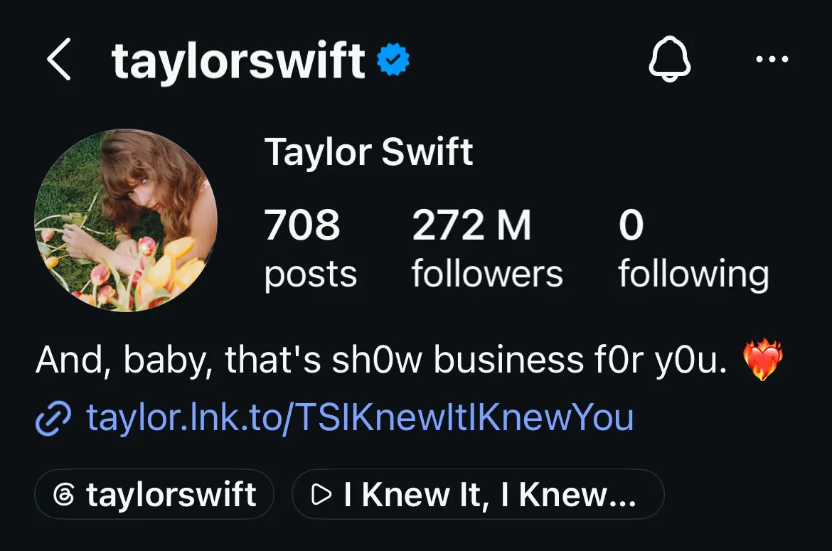 Taylor Swift has updated her social media profiles (Instagram/@taylorswift)