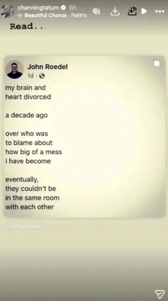 The poem in question is by John Roedel (Instagram/John_roedel_)