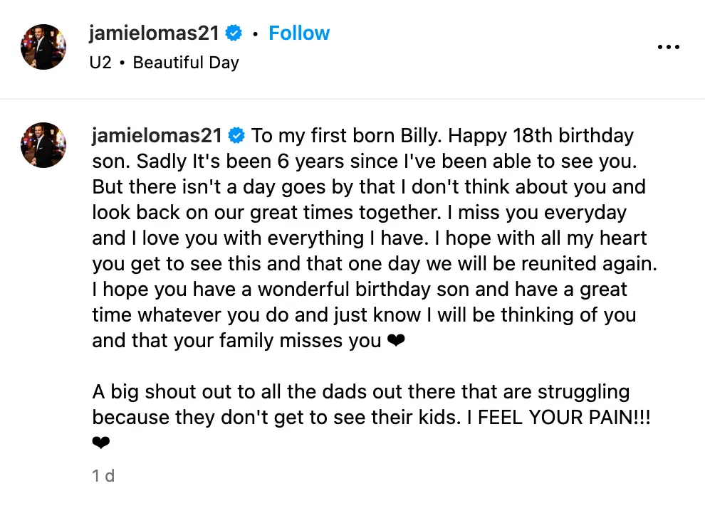 Jamie hasn't seen his son in six years.