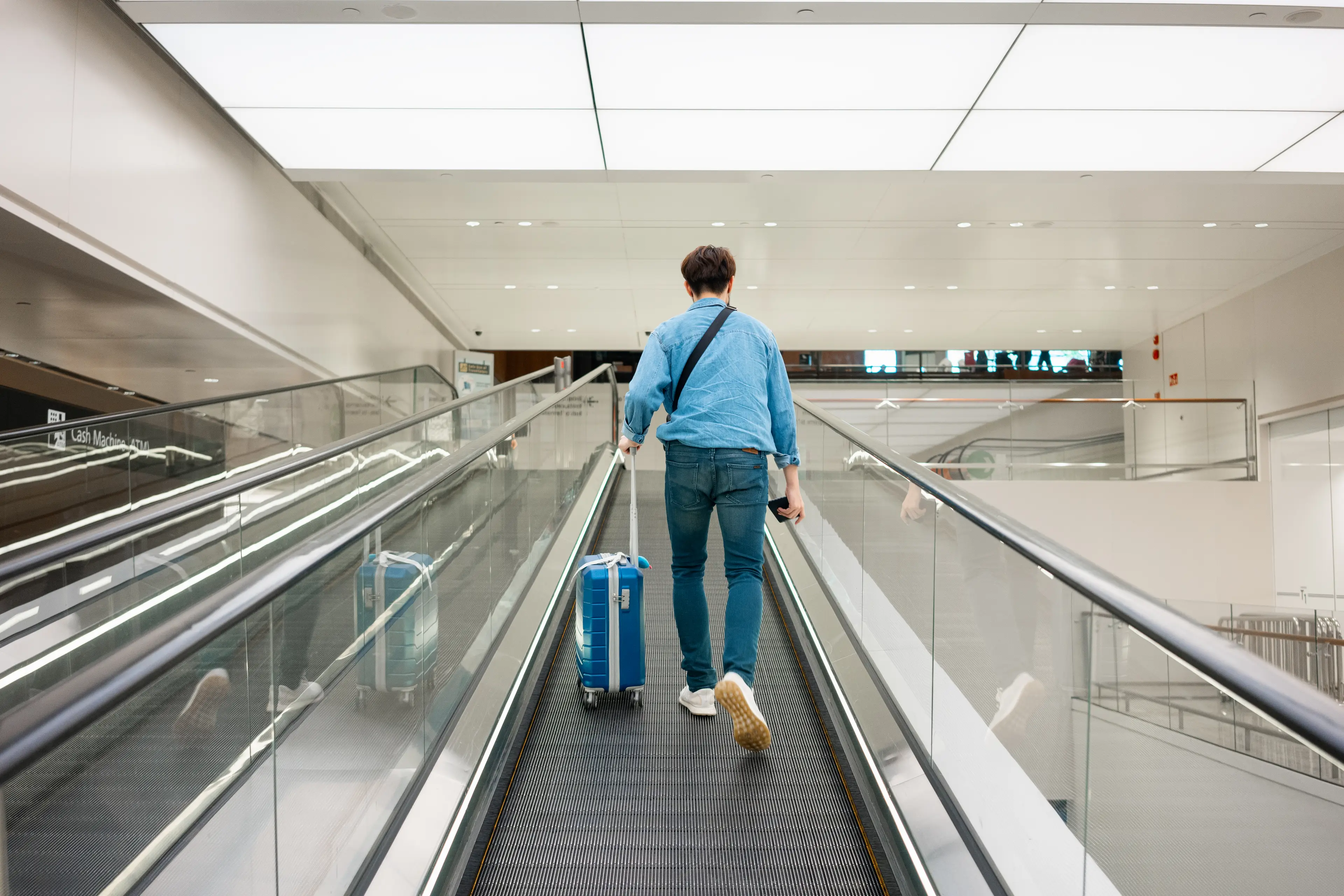 The husband had to leave his wife behind to board the flight on time.