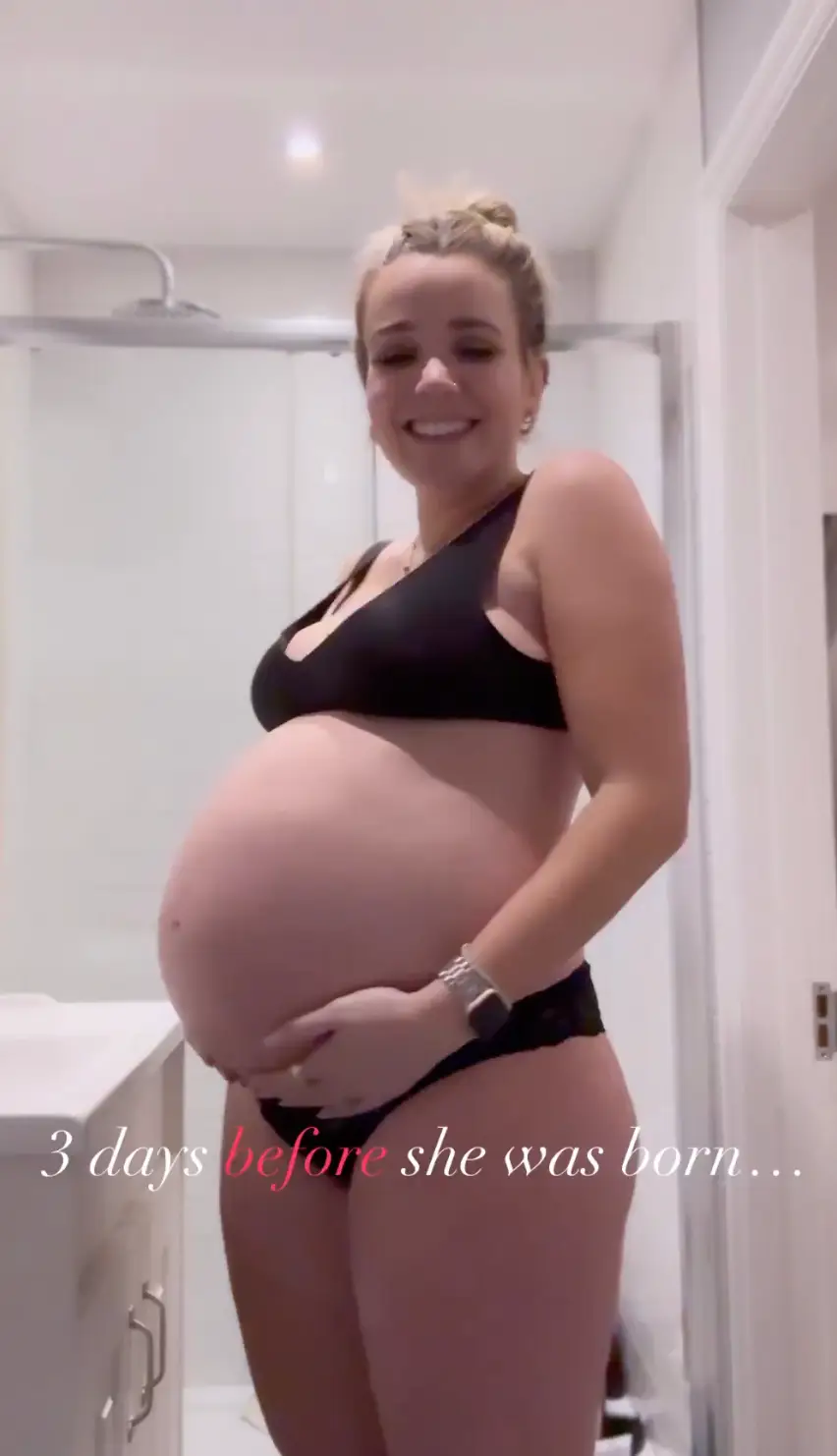 Emily showed how her body looked three days before giving birth and three days after.