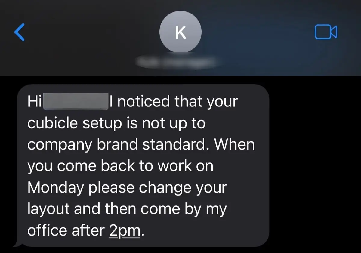 She received a text from her manager (X)