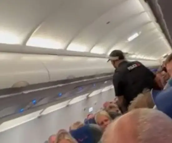 Police hauled a woman off a flight.