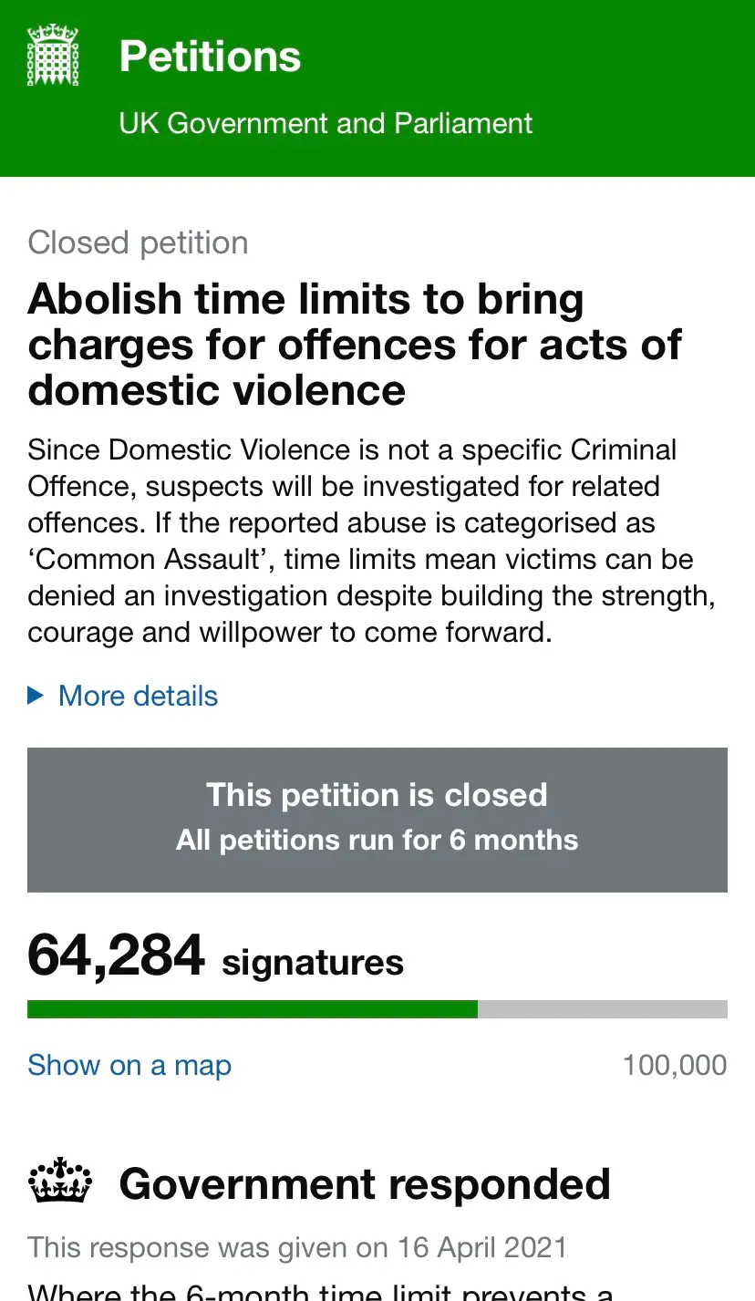 Erica began her campaign - Victims Too - which started with a petition (