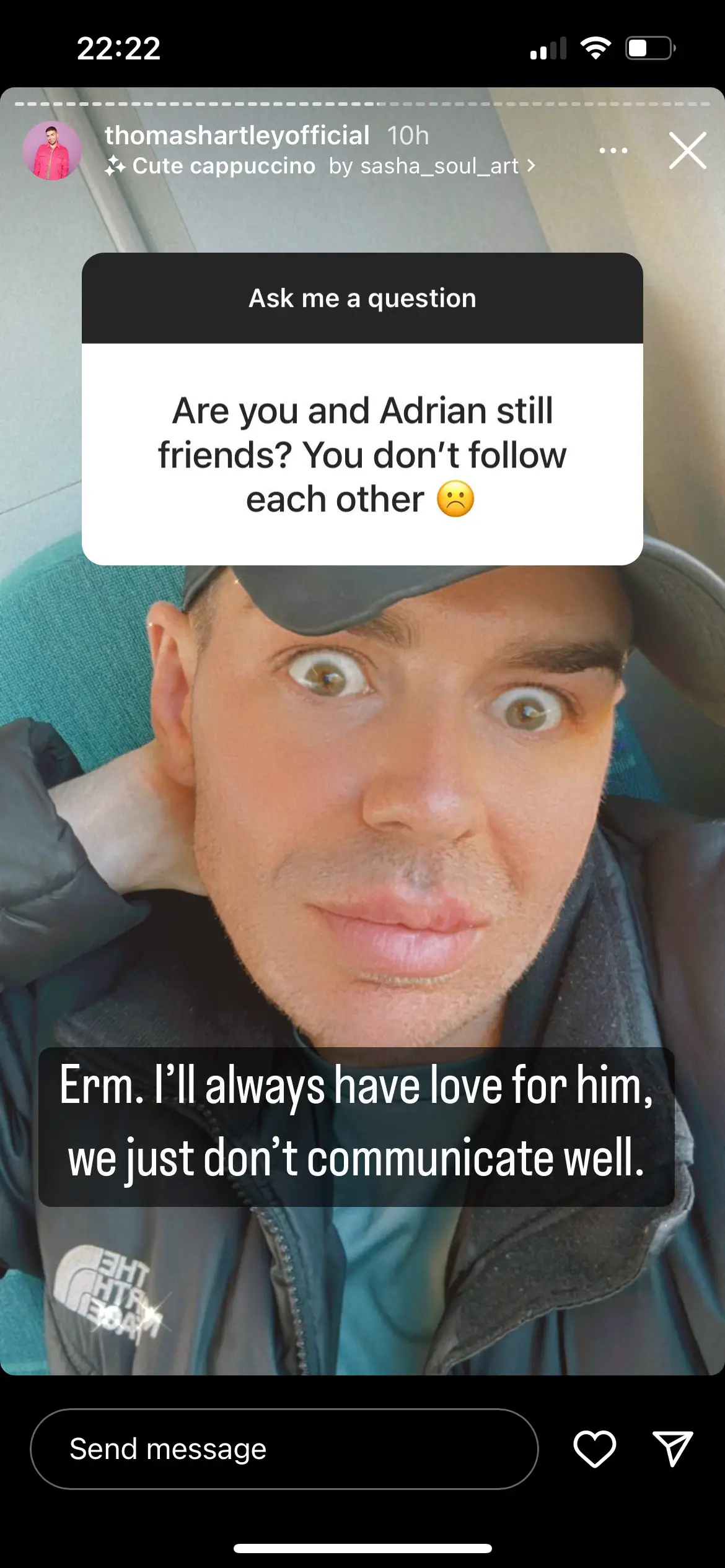 Thomas said he and Adrian 'don't communicate well'.