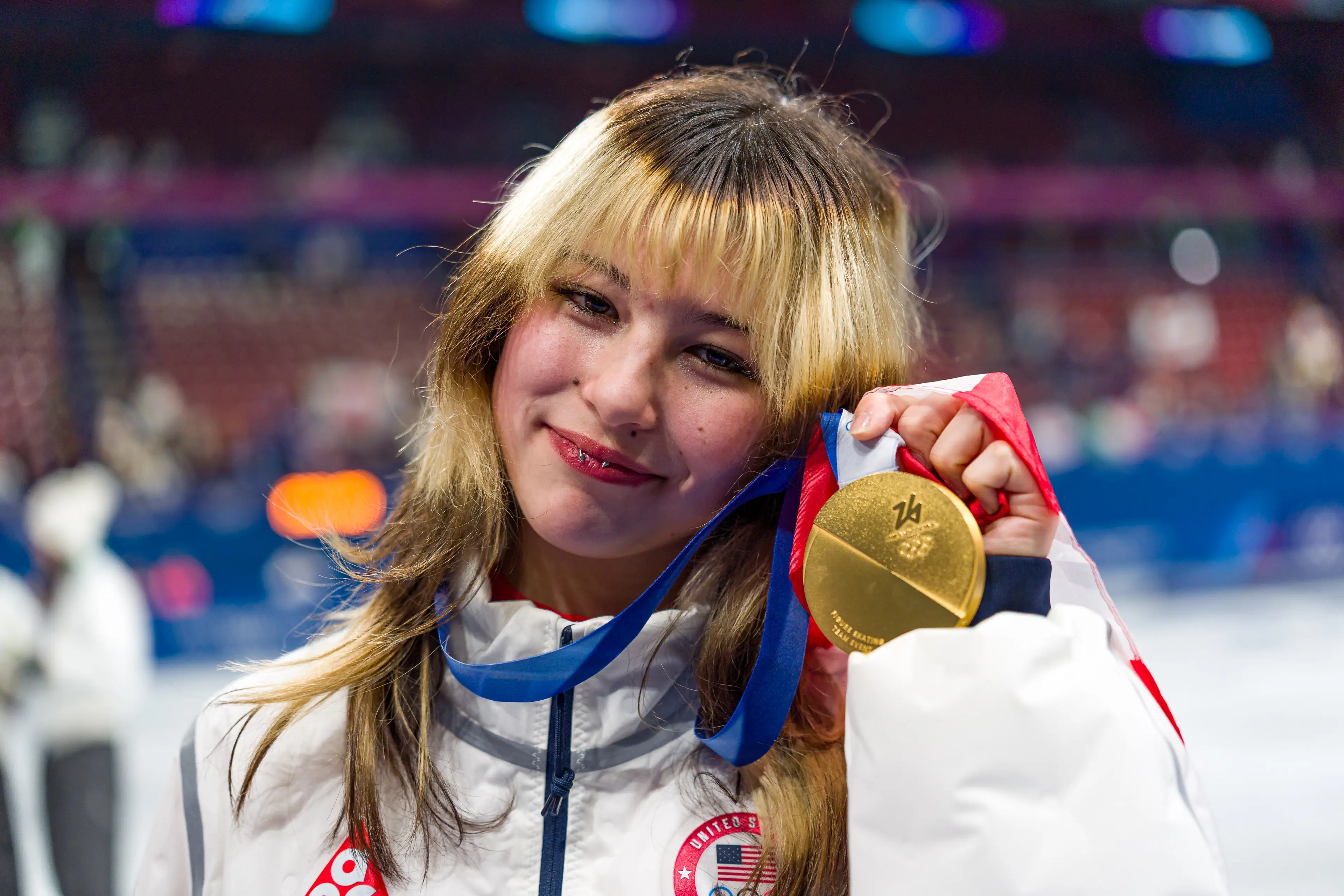 Team USA figure skater Alysa Liu has revealed she's not allowed to keep her gold medal after it broke (Andy Cheung/Getty Images)
