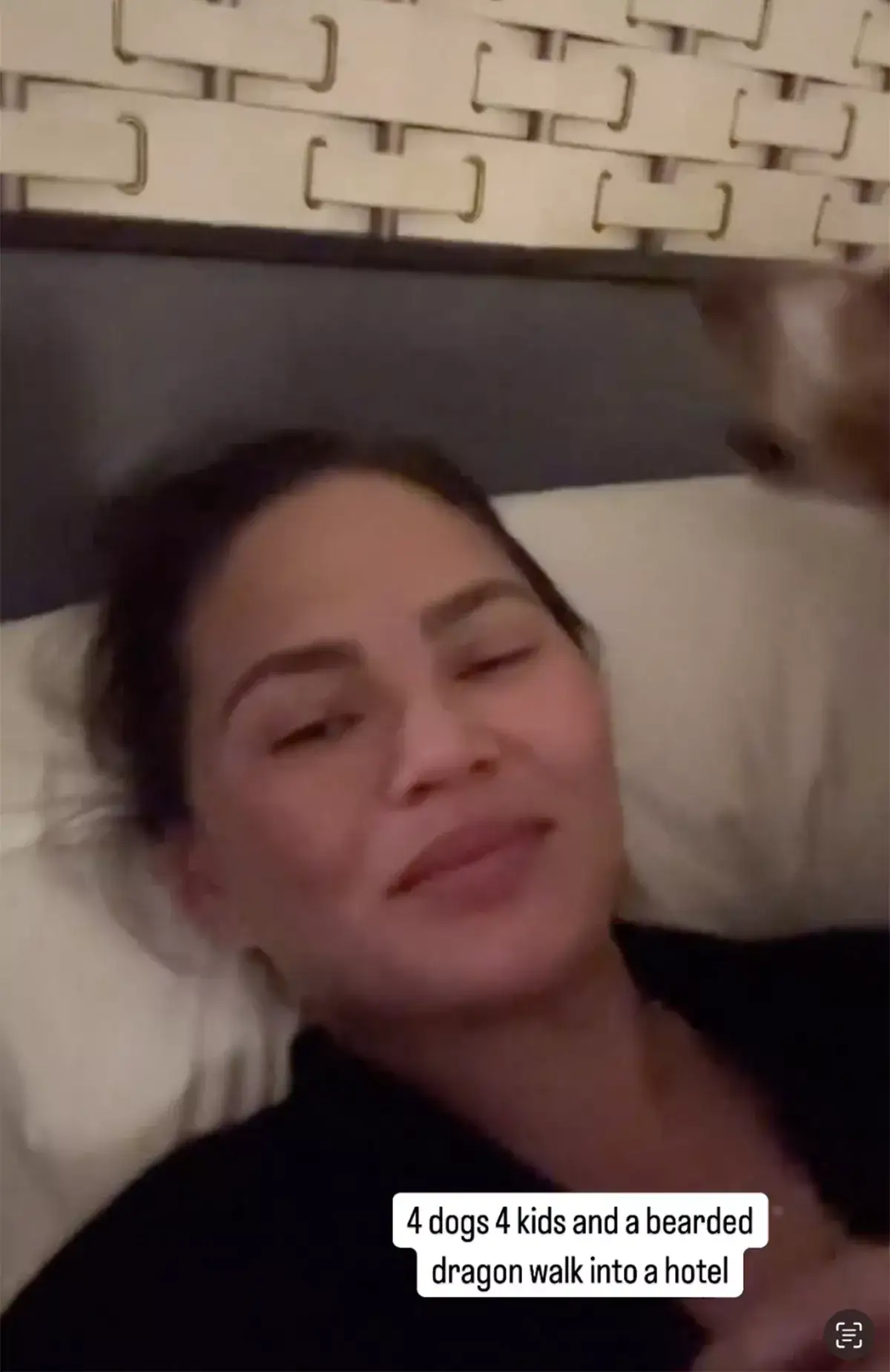 The couple and their four children fled their Beverly Hills mansion to stay in a hotel (Instagram/@chrissyteigen)