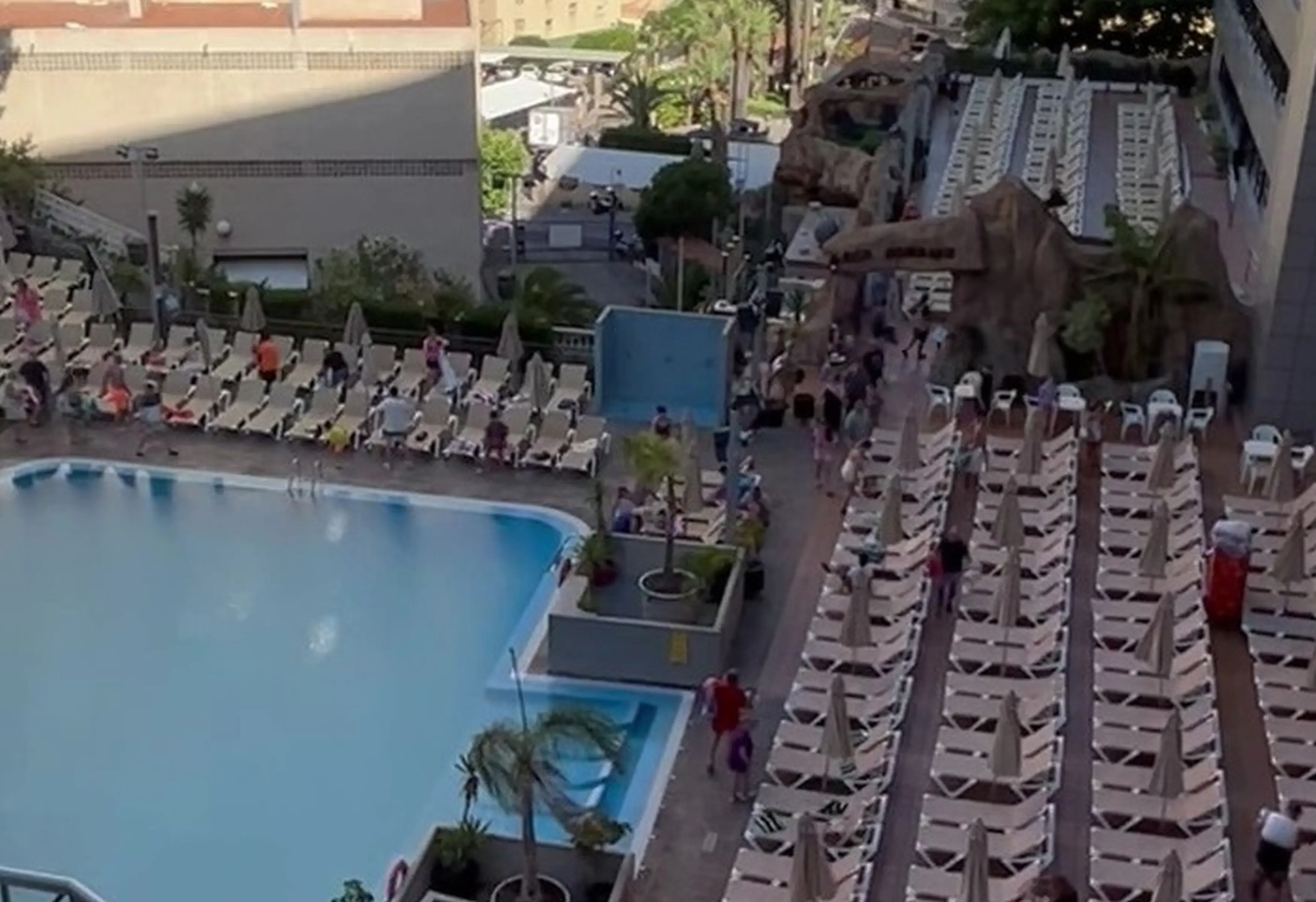 The battle for sunbeds commenced every morning.