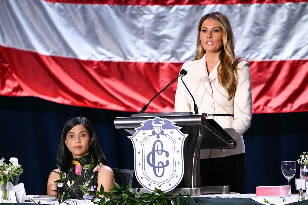 Melania Trump speaks during the 113th Annual First Lady's Luncheon (Mandel NGAN / AFP via Getty Images)
