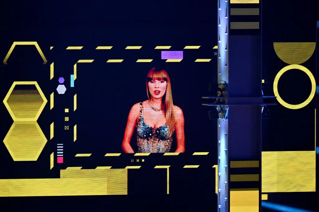 Taylor Swift appeared at the MTV EMAs via a video link (Anthony Devlin/Getty Images for Viacom International)