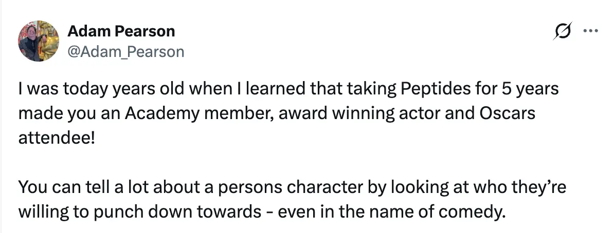 Pearson was quick to call out the comedian's comments (X/@Adam_Pearson)