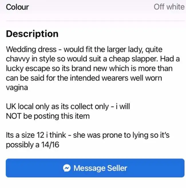 The description has been labelled as 'savage'. (