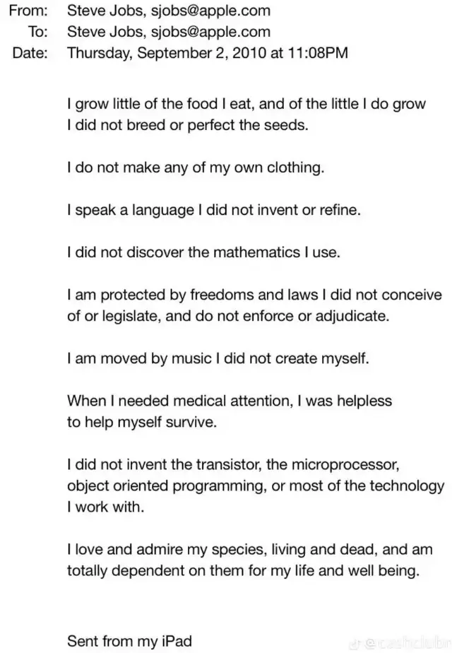 Jobs wrote an email to himself a year prior to his death (Reddit)