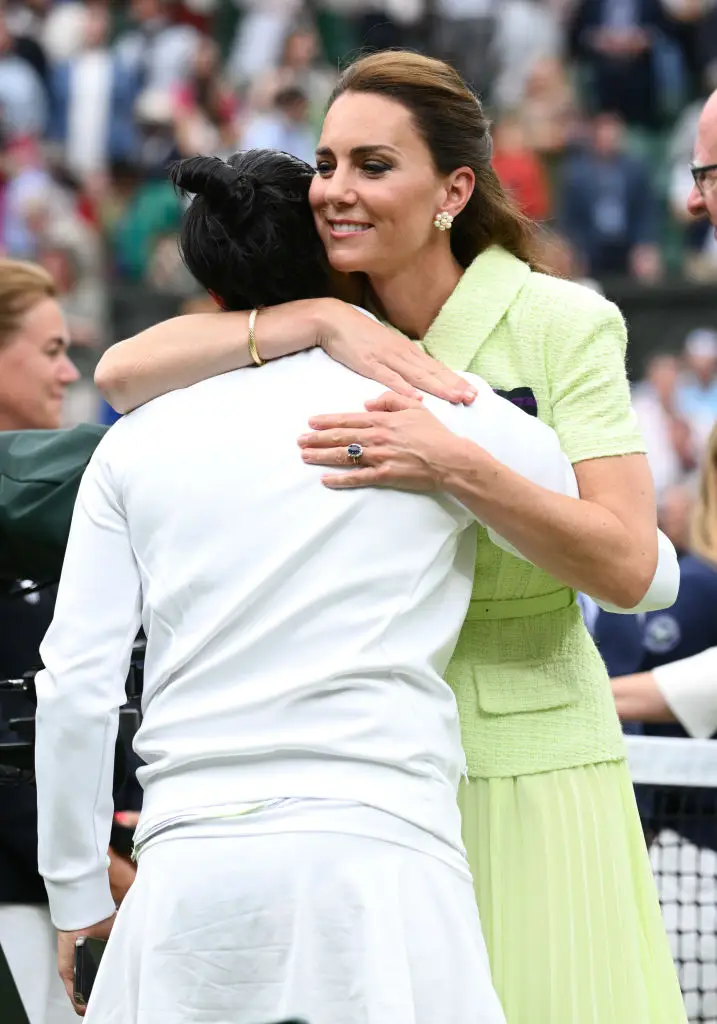 The Princess hugged Wimbledon star Ons Jabeur after she lost the final and finished as runner-up two years in a row (Karwai Tang / Getty Images)