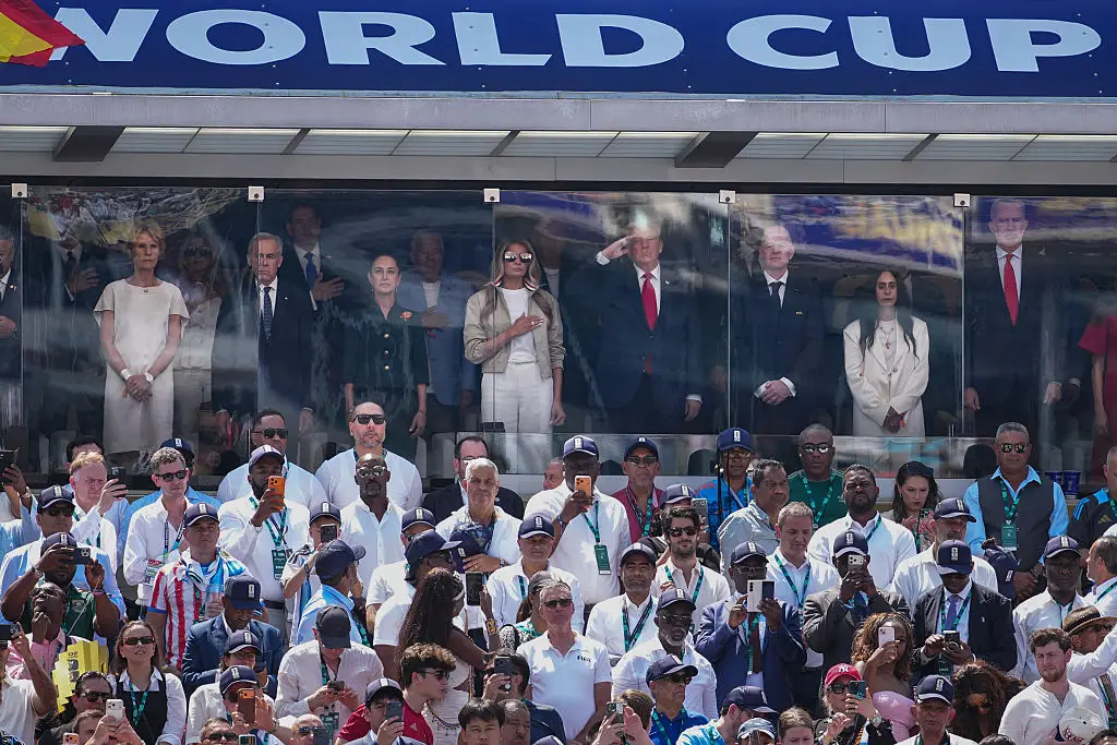 Donald and Melania Trump watched on behind bulletproof glass as Spain beat Argentina 1-0 in the World Cup final (Andrew Harnik / Staff / Getty Images)