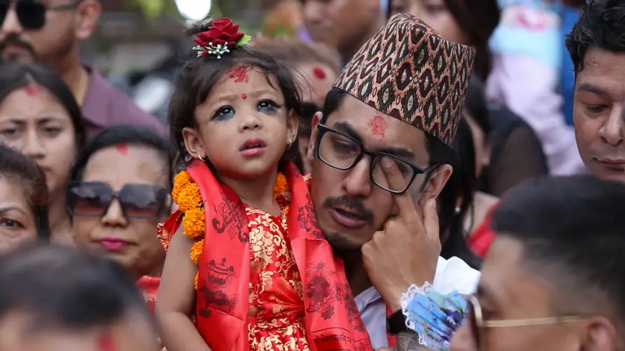 Father of two-year-old girl chosen as new living ‘virgin goddess’ reveals how wife ‘predicted’ her future