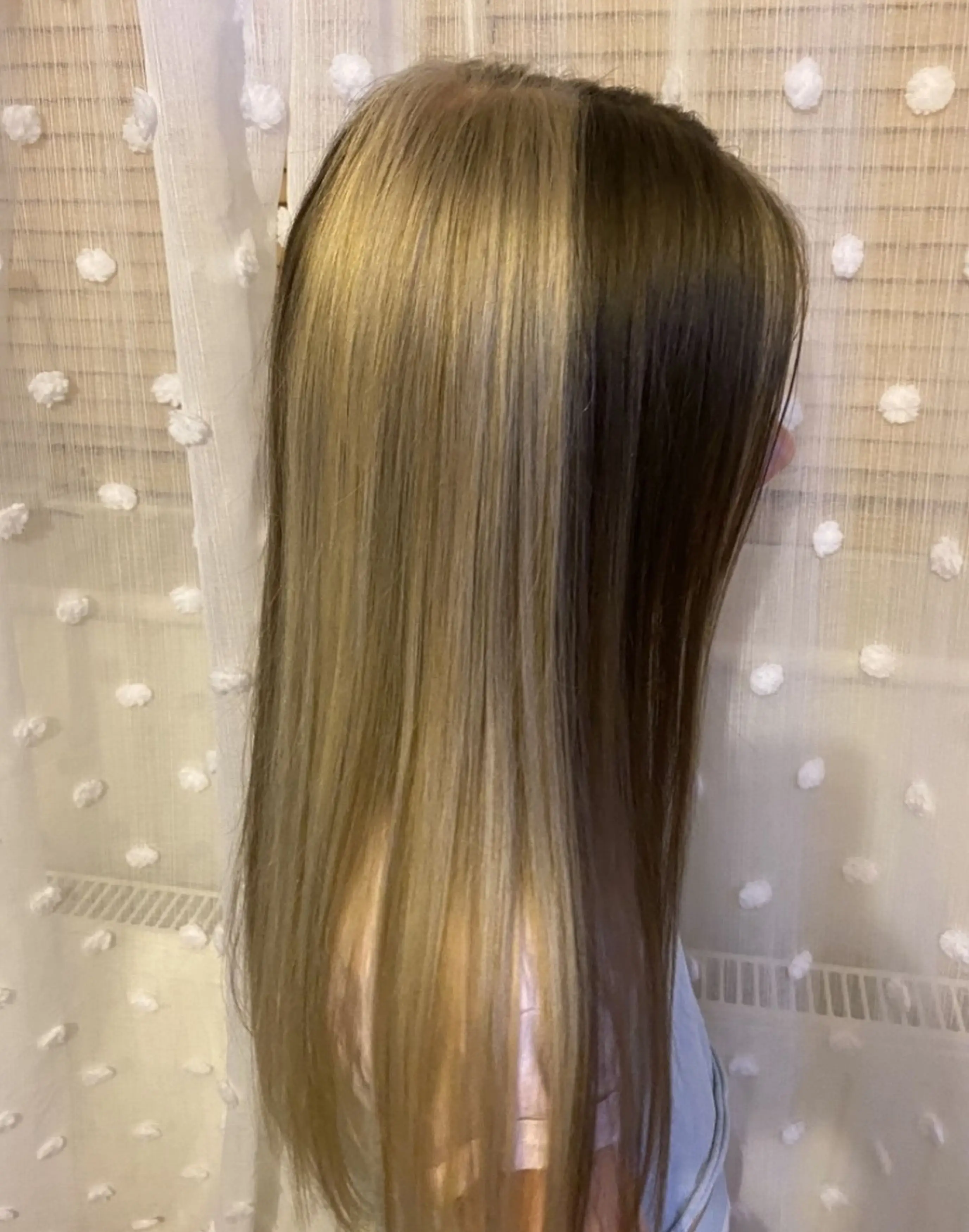 Bella was born with a head of half blonde and half brunette hair (