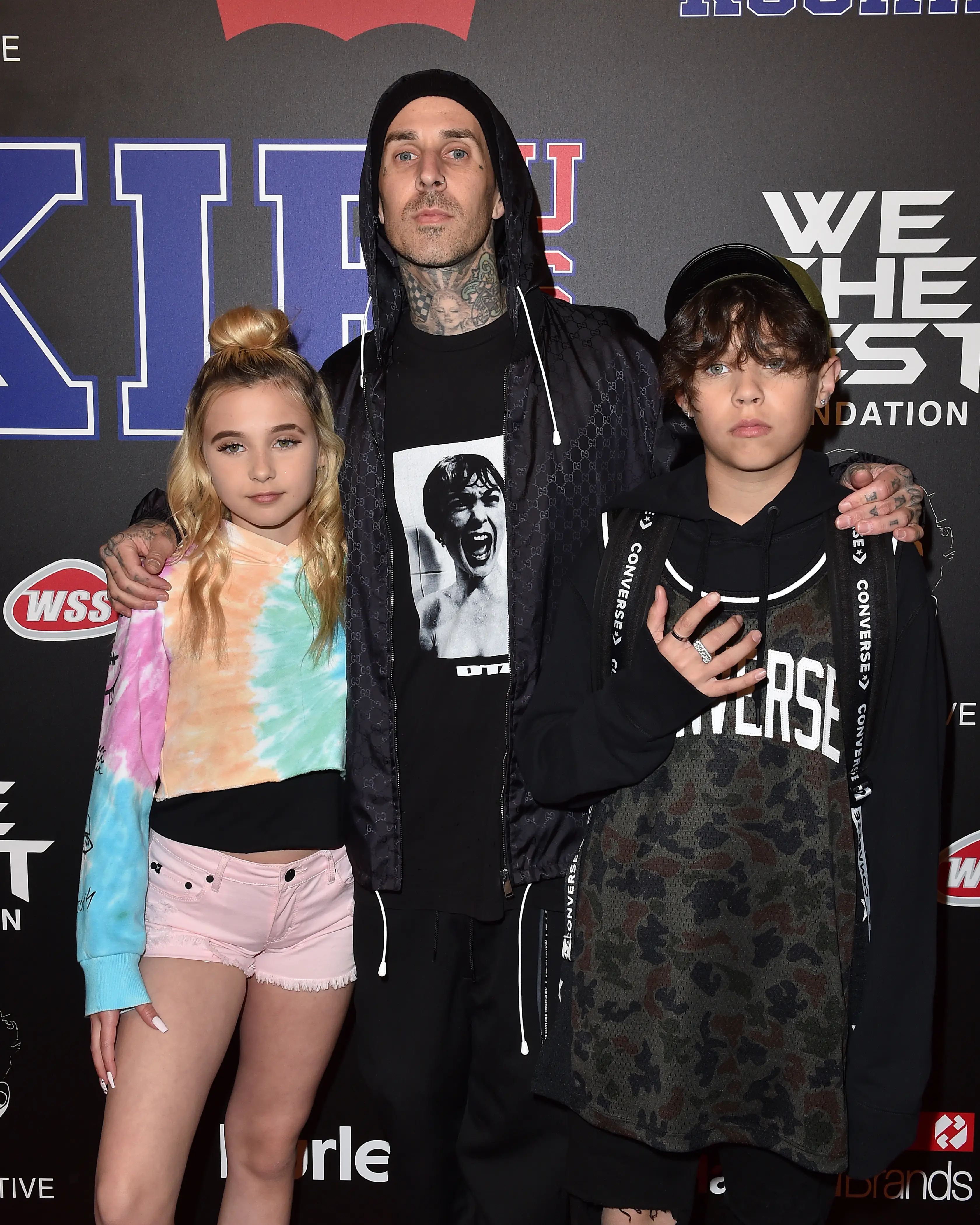 Travis and eldest kids Alabama and Landon back in 2018 (Vogue/Axelle/Bauer-Griffin/FilmMagic/Getty Images)