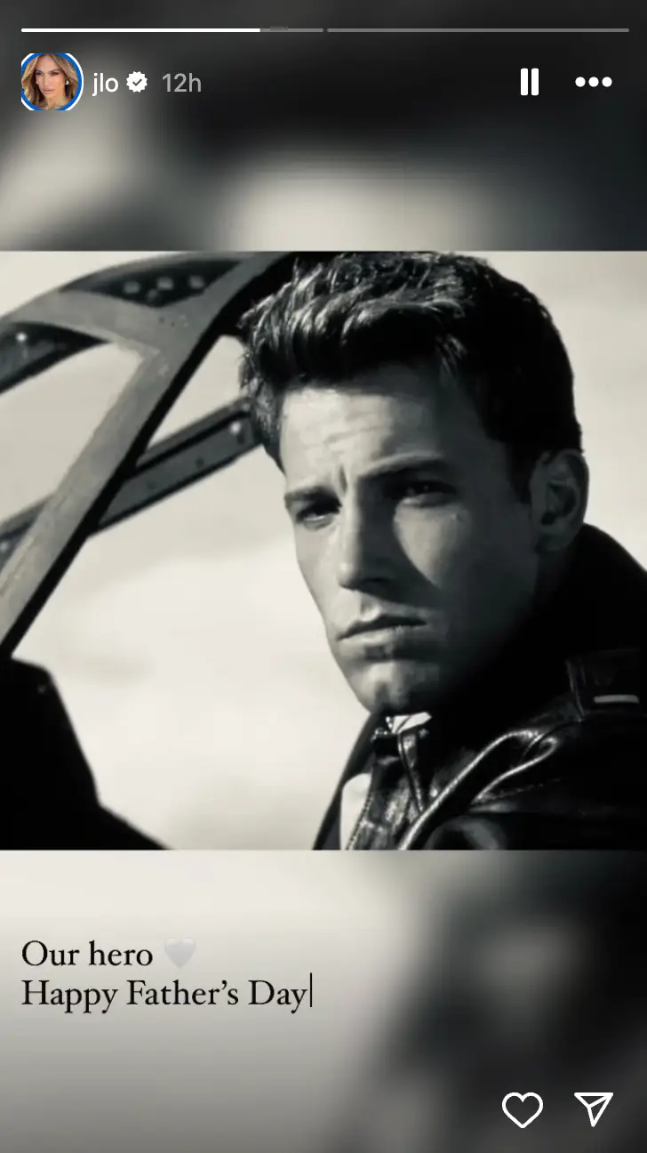 J Lo took to Instagram yesterday (16 June) to share a Father's Day post for her husband, Ben Affleck. (Instagram/@jlo)
