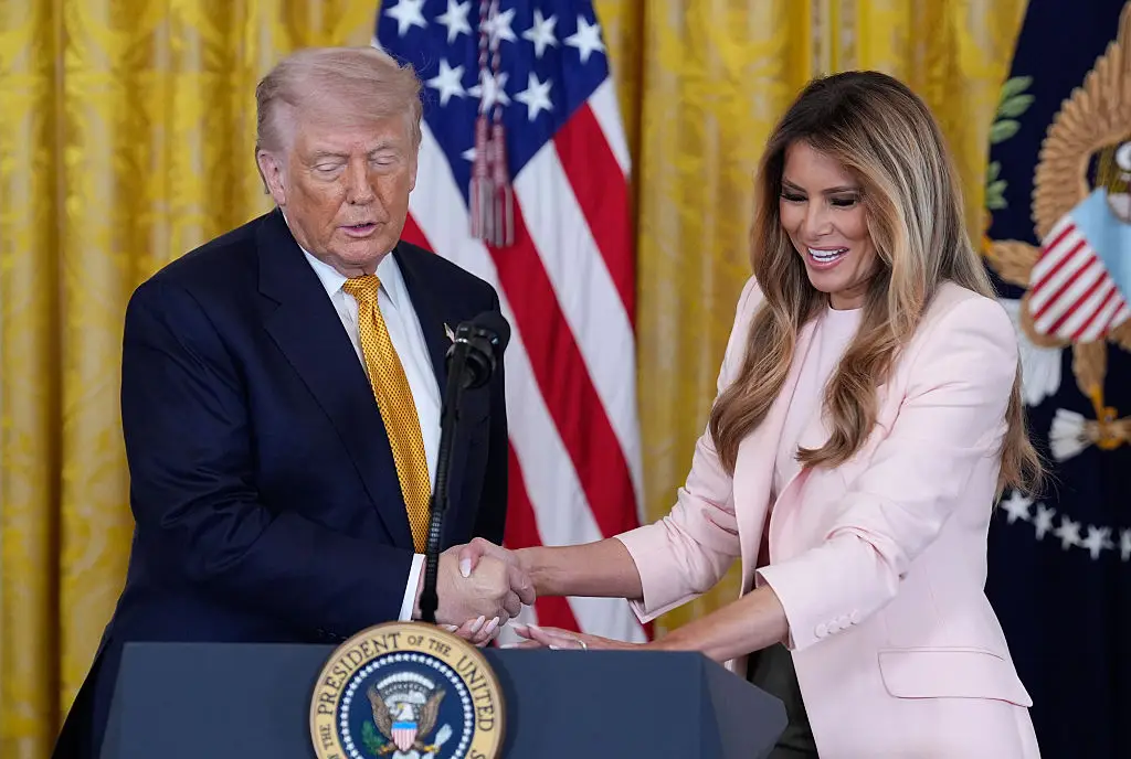 Melania said that Trump's 'empathy transcends the role and shape of a caring leader' during the event (Bloomberg / Contributor / Getty Images)