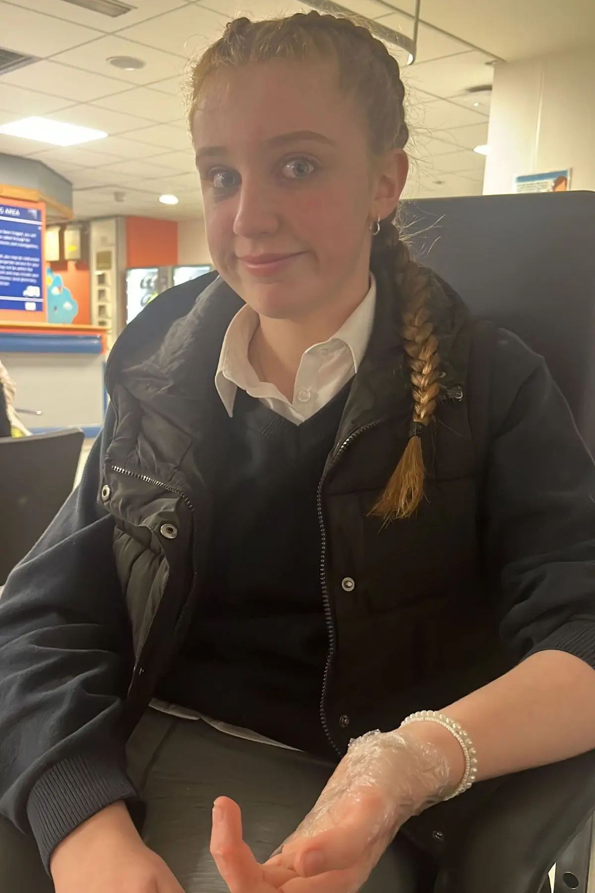 Sophie suffered from burns on her hands and feet. (Kennedy News and Media)