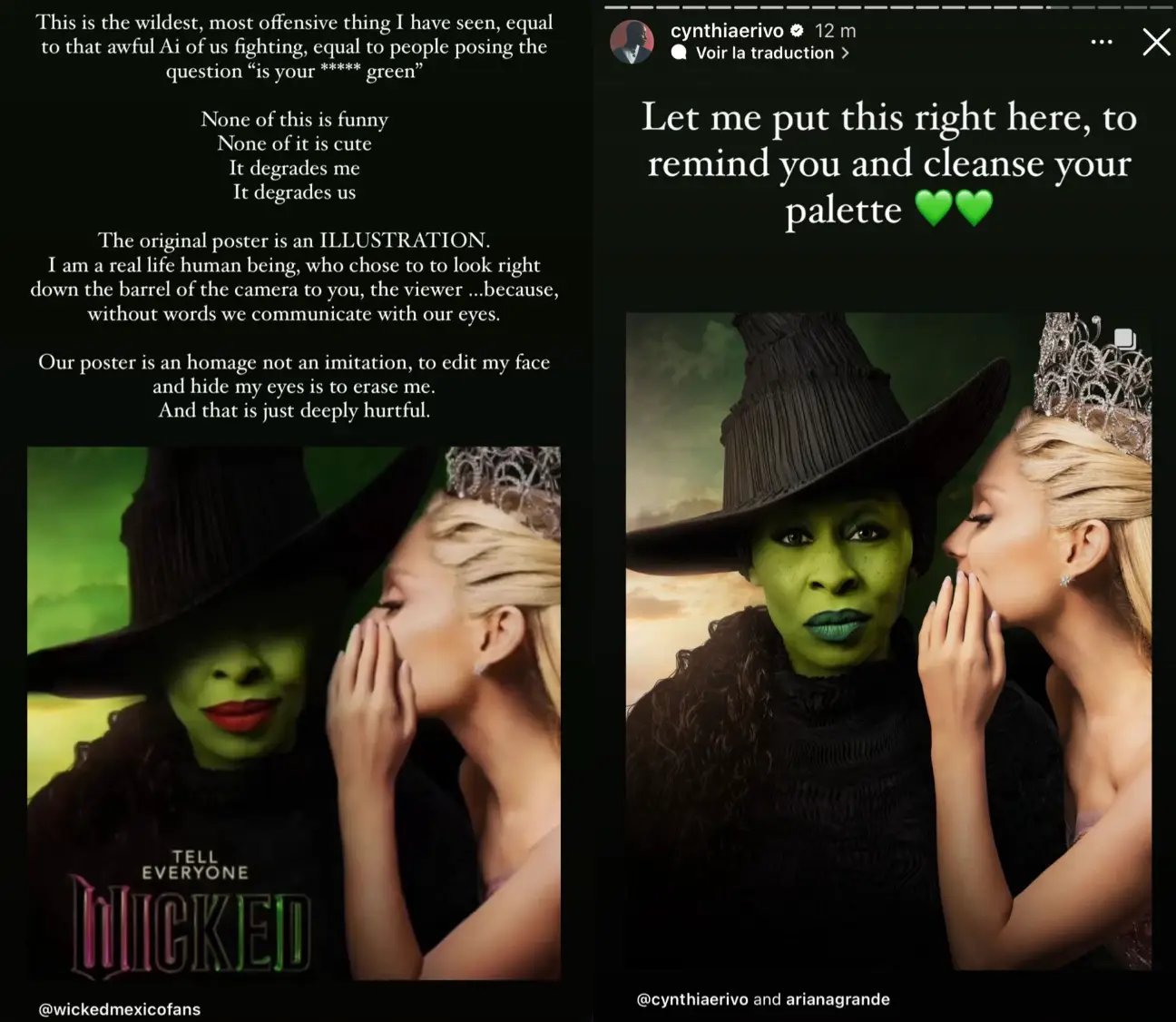 The Elphaba actress slammed the fan-edited image (Instagram/@cynthiaerivo)