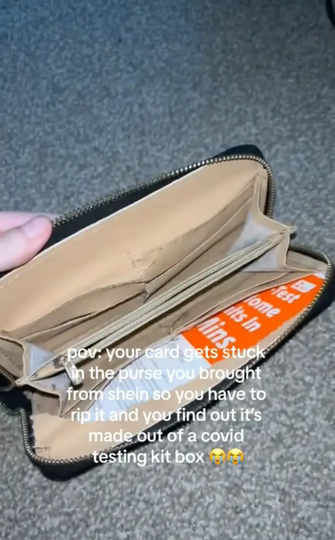 A woman has revealed her purse was made of a 'surprise' item. (TikTok/@emperkyxxxx)