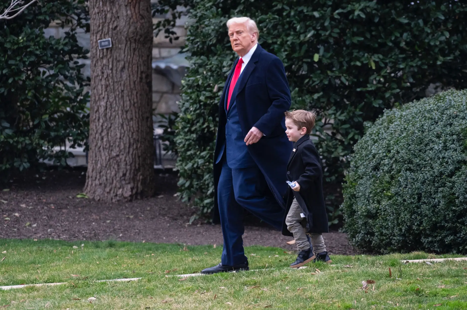 The president was seen spotted with 'Little X' (ROBERTO SCHMIDT/AFP via Getty Images)