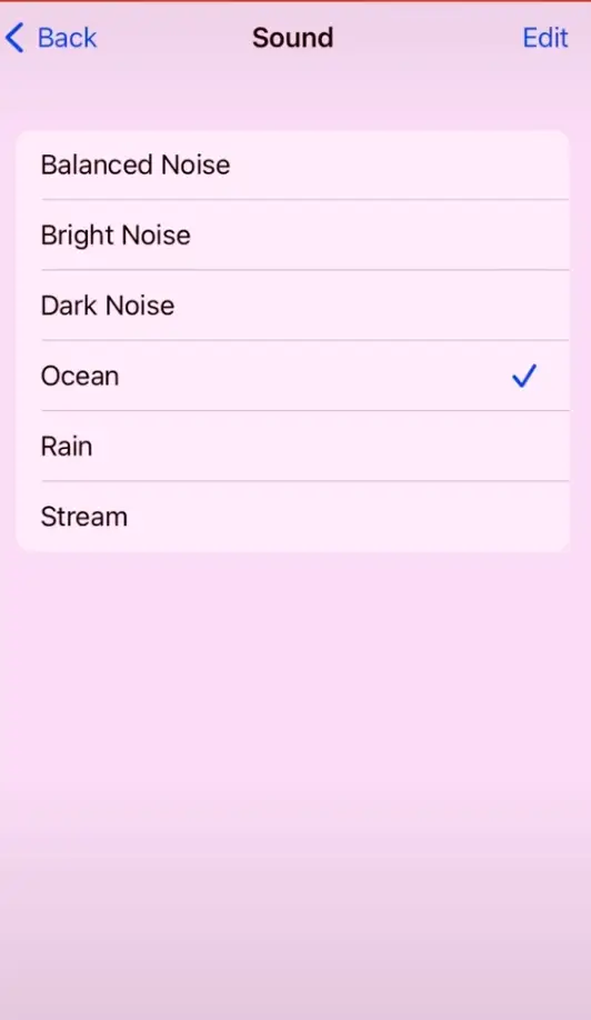 There are a few different white noise sounds to choose from.