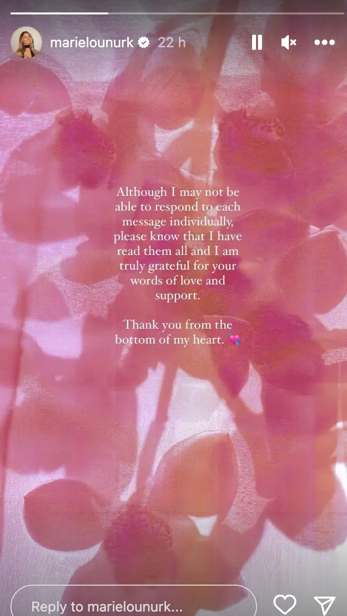 Marie-Lou Nurk also addressed the split on her story.