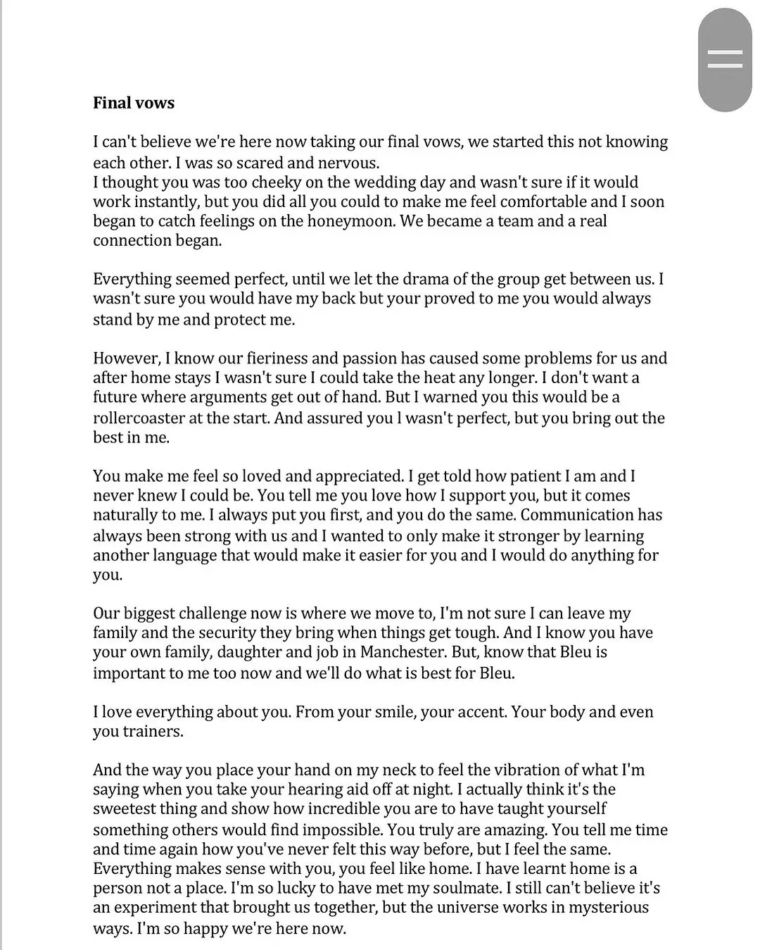 Sacha's final vows (Instagram/@sacharjones)