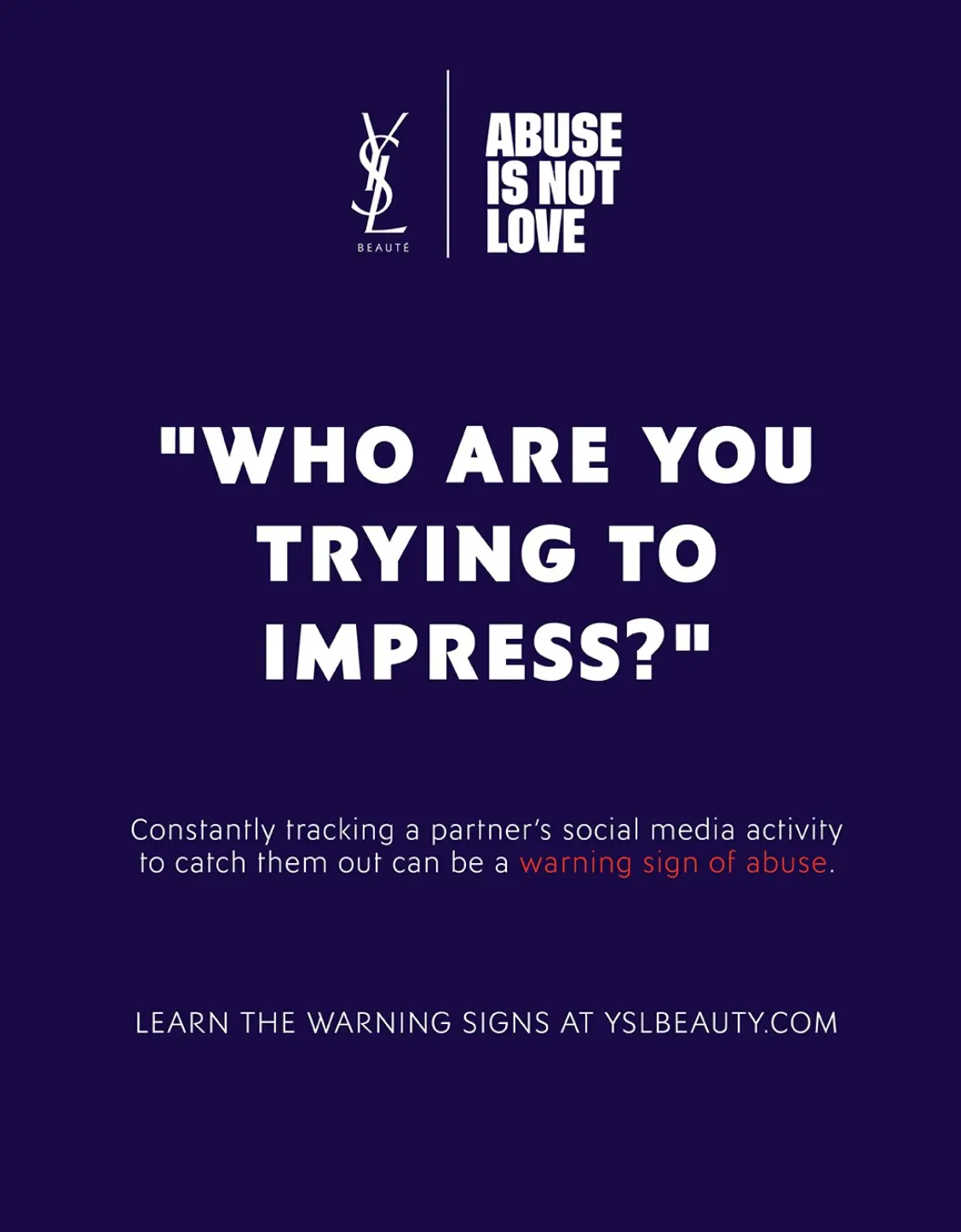 The key red flags include demanding phone passwords and dictating what a partner can post (YSL Beauty/Supplied)