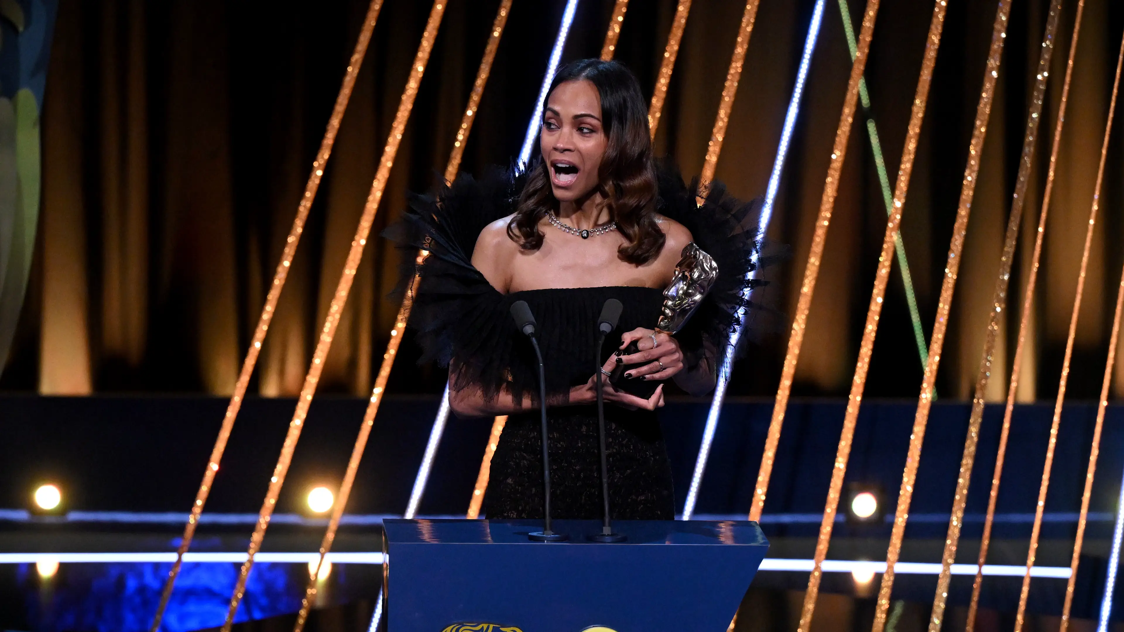 Zoe Saldaña makes feelings clear after controversial BAFTAs speech was censored and she was escorted off stage