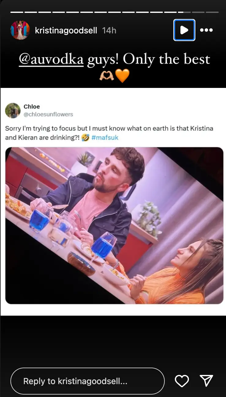 It's only vodka, guys! (Instagram/@kristinagoodsell)