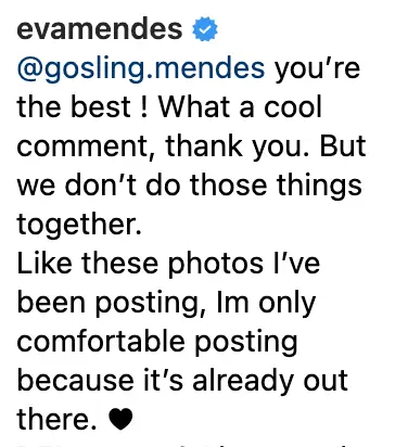 Mendes said she only shares images that are 'already out there'.