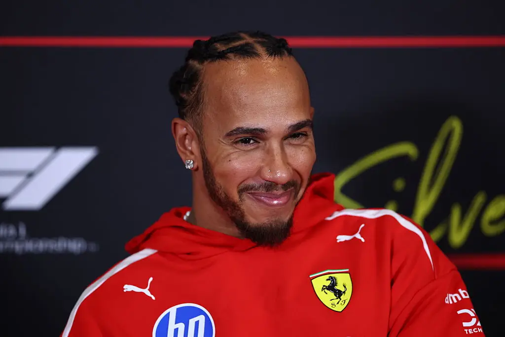 Hamilton was all smiles as he spoke about girlfriend Kim (Alessio Morgese/NurPhoto via Getty Images)
