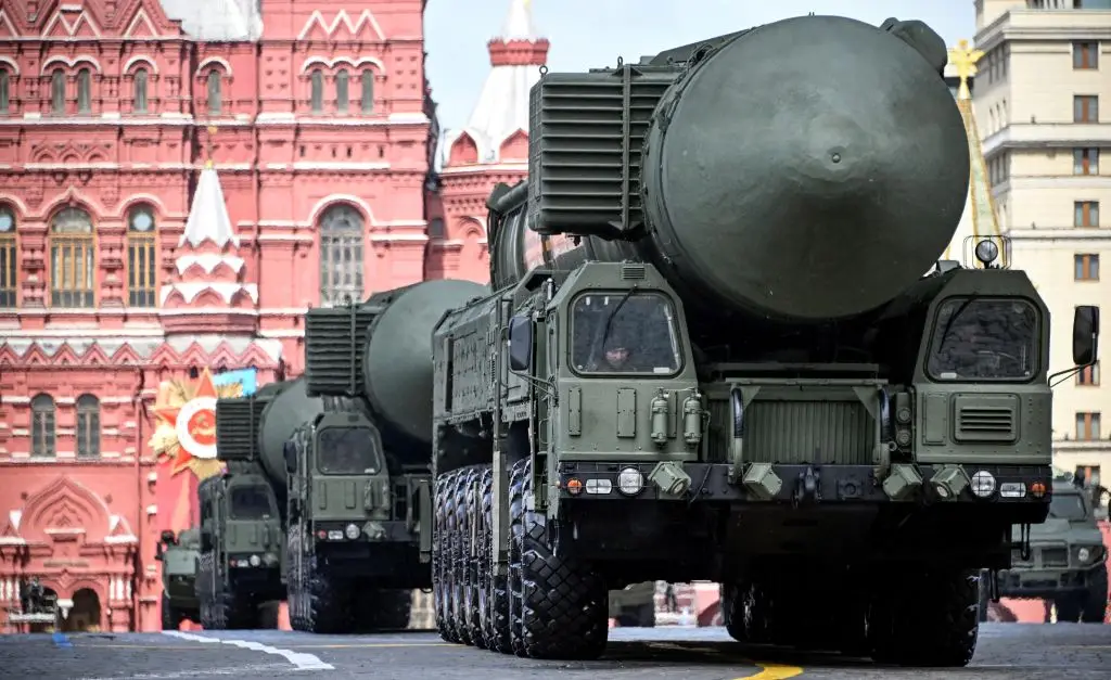 Russia's Yars ICBM on parade in Moscow in May last year (ALEXANDER NEMENOV/AFP via Getty Images)