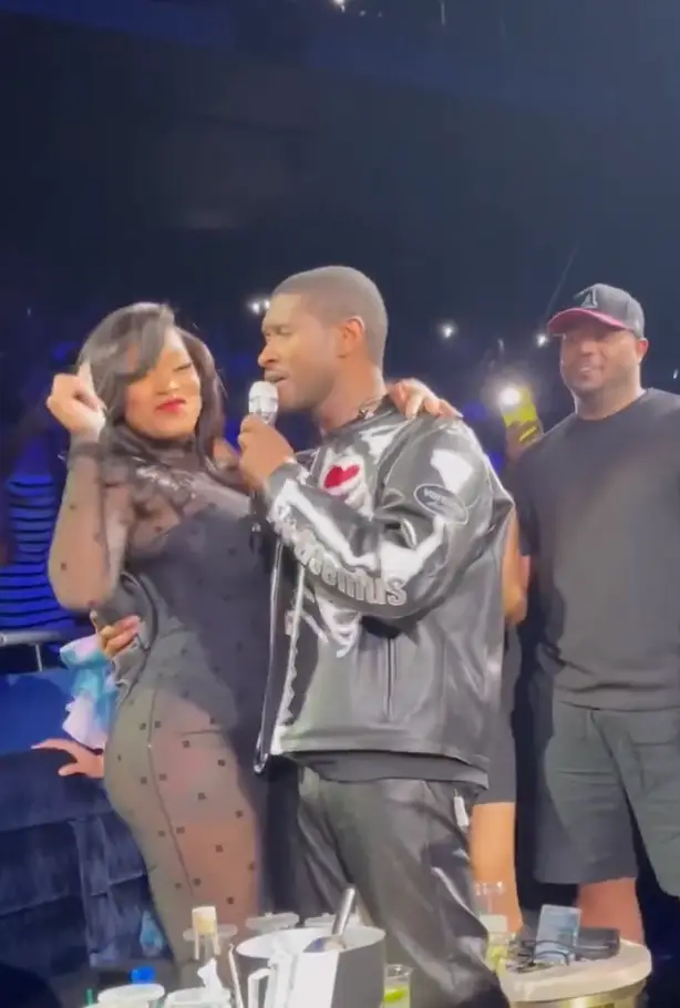 In the video, Keke Palmer is wearing a sheer black dress over a thong bodysuit.