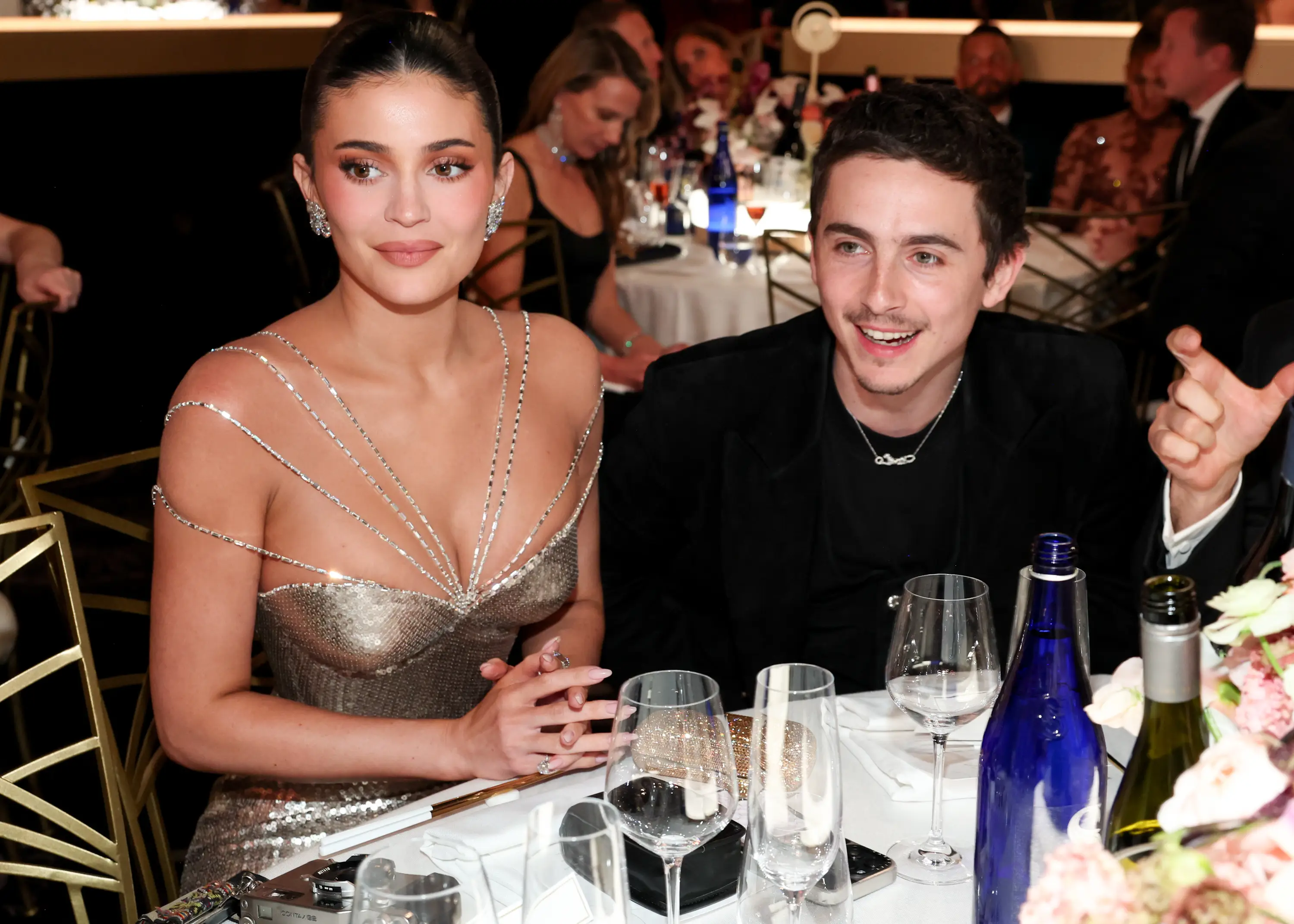 Chalamet and Jenner pictured together at the Golden Globes (Christopher Polk/2026GG/ via Getty Images)
