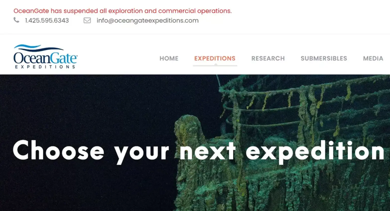 The company's website carries the announcement that operations have been suspended.