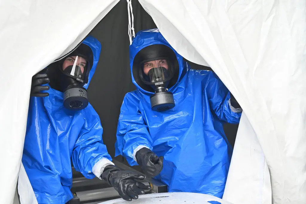 Russian responders regularly take part in emergency drills to manage public health emergencies (Photo by Ukrinform/NurPhoto via Getty Images)
