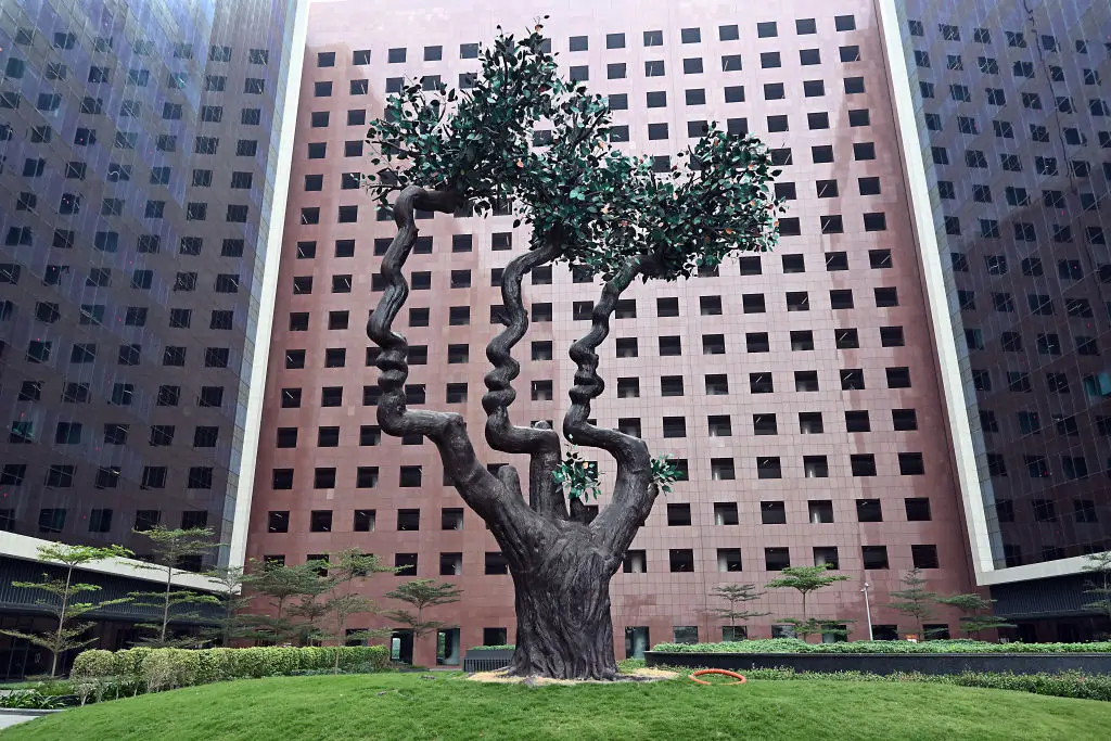 A courtyard in the enormous facility (Prakash Singh/Bloomberg via Getty Images)