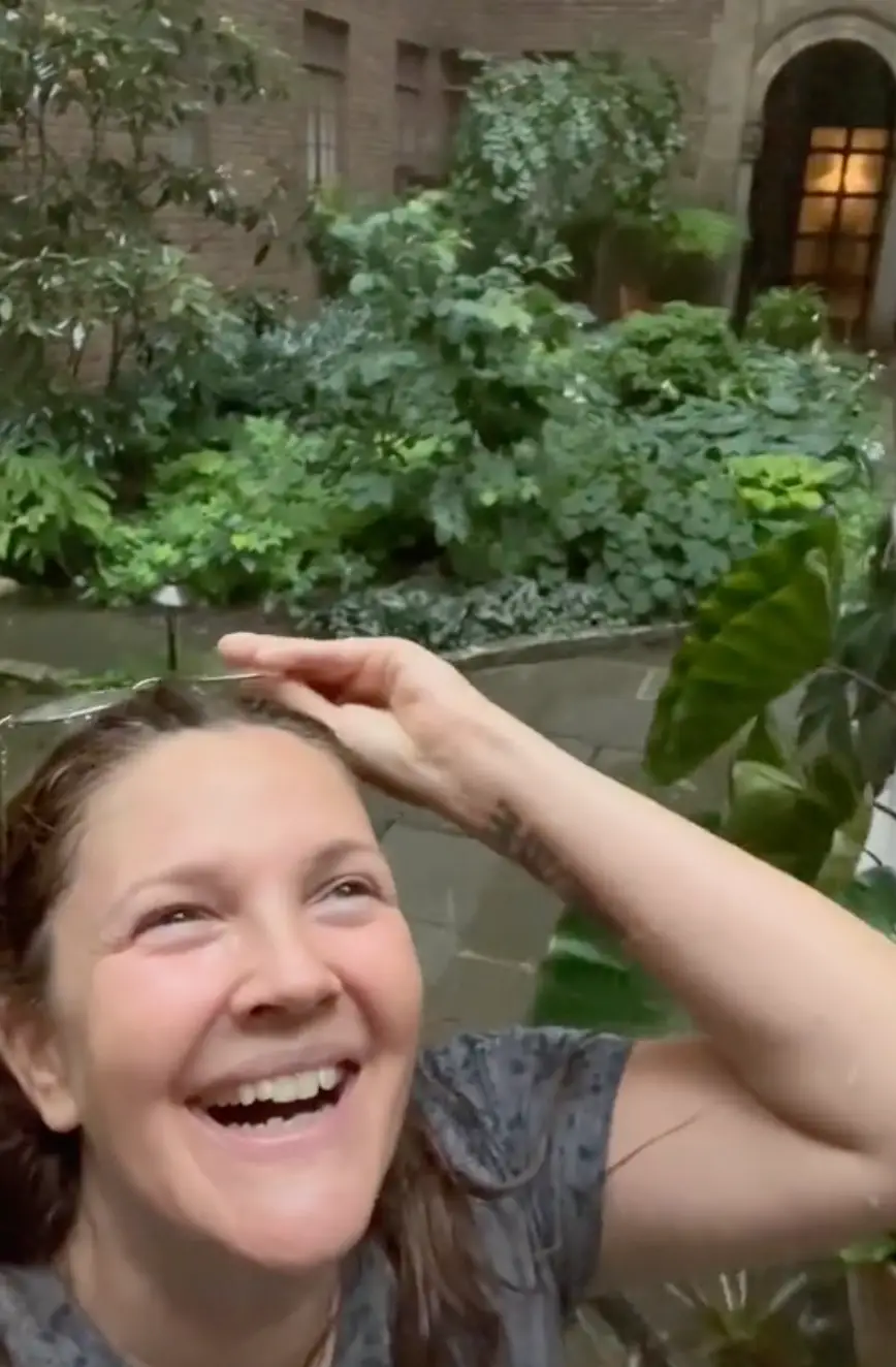 Barrymore's video of her in the rain drew criticism and she was even accused of being racist.