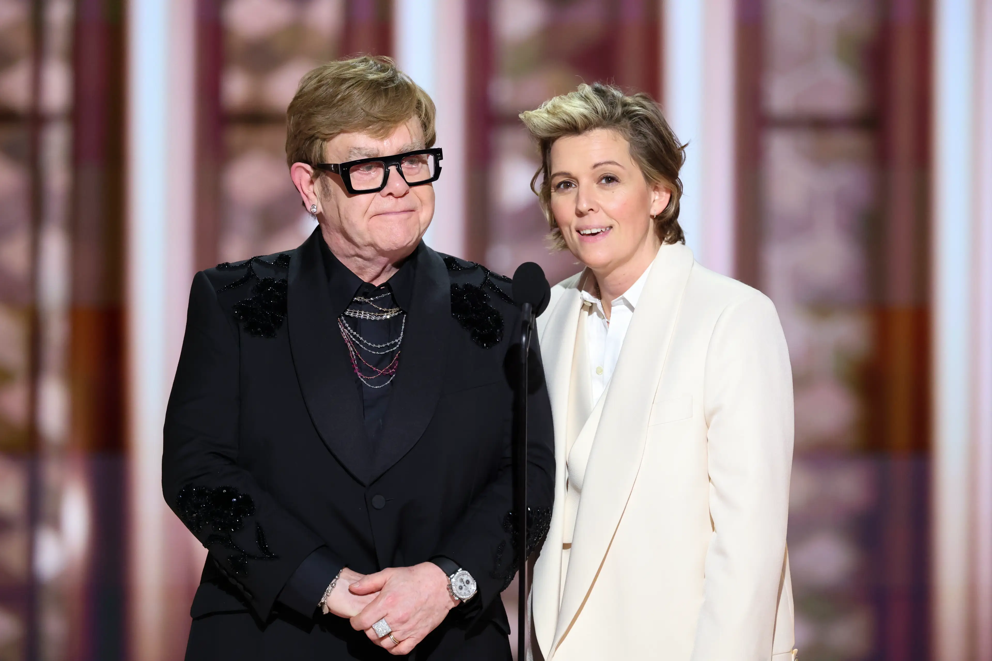 Elton John and Brandi Carlile during the 82nd Annual Golden Globes (Rich Polk/GG2025/Penske Media via Getty Images)